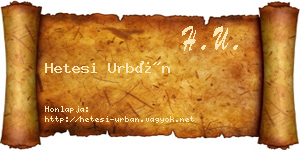Hetesi Urbán névjegykártya